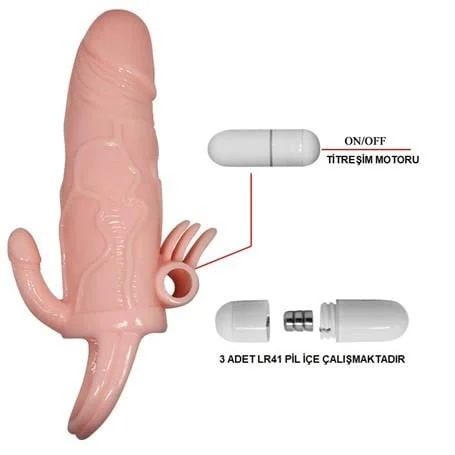 Anal Vajinal Klitoral Uyarıcılı Titreşimli Penis Kılıfı - Görsel 5