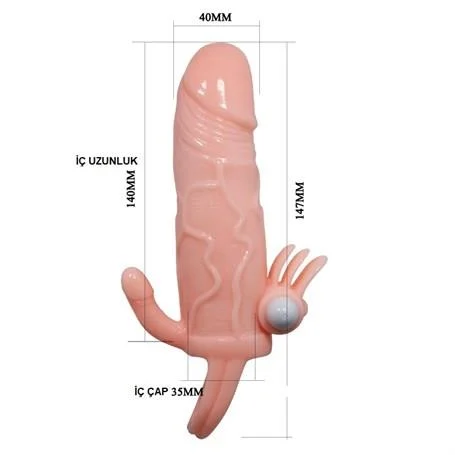 Anal Vajinal Klitoral Uyarıcılı Titreşimli Penis Kılıfı - Görsel 6
