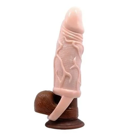 3 cm Dolgulu Penis Kılıfı Uzatmalı Prezervatif Dildo - Görsel 4