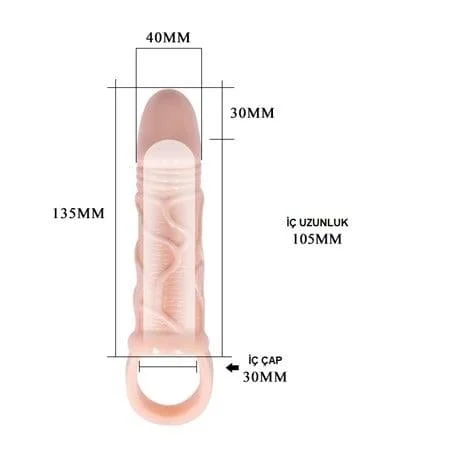 3 cm Dolgulu Penis Kılıfı Uzatmalı Prezervatif Dildo - Görsel 5