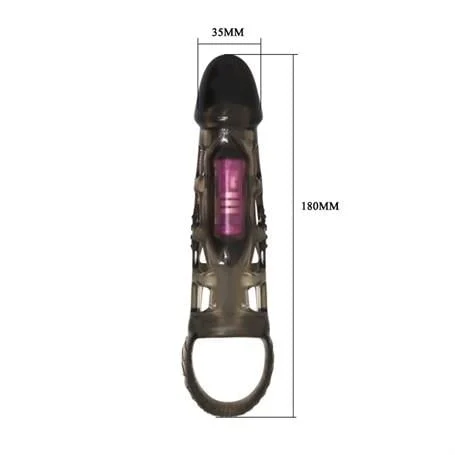 14 cm Titreşimli Şeffaf Penis Kılıfı - Görsel 6