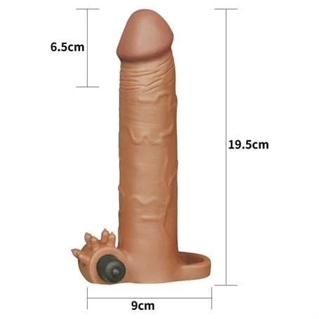 6,5 cm Uzatmalı Realistik Titreşimli Penis Kılıfı Melez XTender - Görsel 5