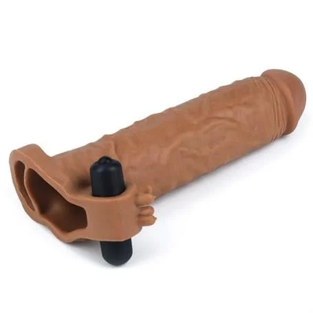 5 cm Uzatmalı Realistik Titreşimli Penis Kılıfı Melez XTender - Görsel 4