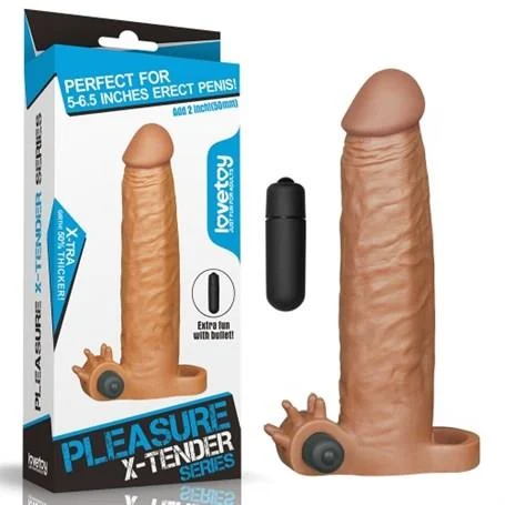 5 cm Uzatmalı Realistik Titreşimli Penis Kılıfı Melez XTender - Görsel 6