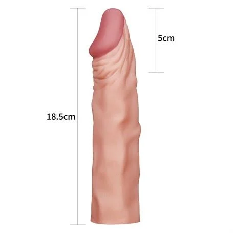 Pleasure Extender 5 cm Dolgulu Premium Ten Rengi Silikon Penis Kılıfı - Görsel 4