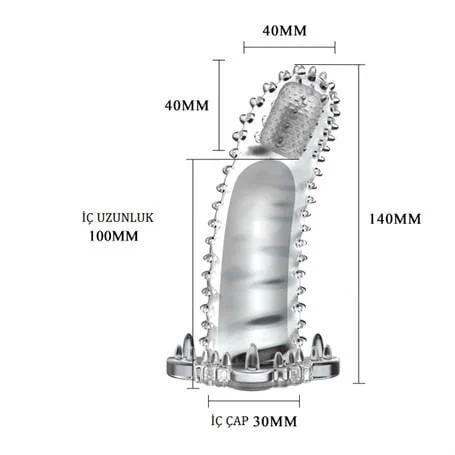 4 cm Uzatmalı Eğik Titreşimli Şeffaf Penis Kılıfı - Görsel 3
