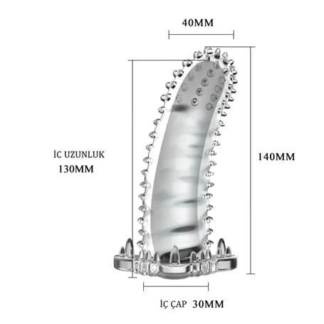 Klitoral Uyarıcılı Tırtıklı Şeffaf Penis Kılıfı - Görsel 5