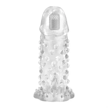 13,5 cm Klitoral Uyarıcılı Titreşimli Şeffaf Penis Kılıfı - Görsel 2