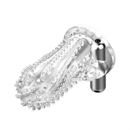 14 cm Titreşimli Şeffaf Tırtıklı Penis Kılıfı - Görsel 2