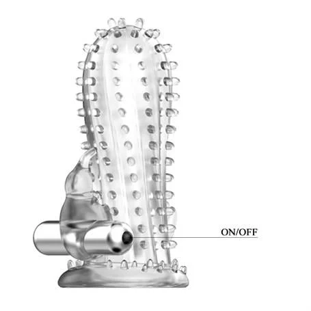 14 cm Titreşimli Şeffaf Tırtıklı Penis Kılıfı - Görsel 3
