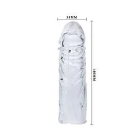 14 cm Damarlı Uzatmalı Şeffaf Silikon Penis Kılıfı - Görsel 3