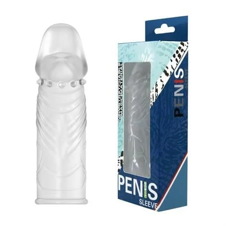 14 cm Damarlı Uzatmalı Şeffaf Silikon Penis Kılıfı - Görsel 5