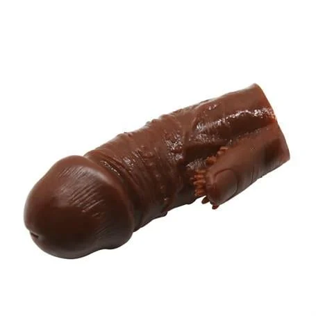 Klitoral Uyarıcılı Tırtıklı Damarlı Penis Kılıfı - Görsel 4